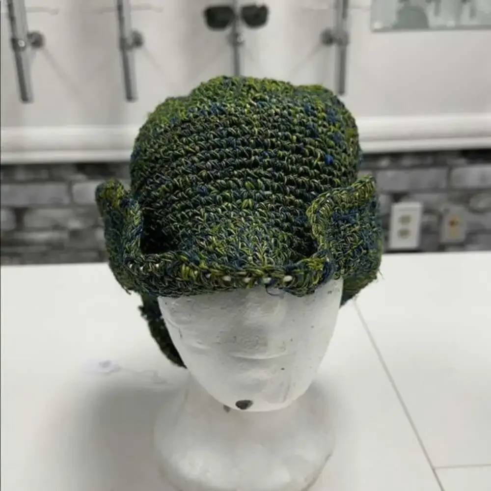 Green and Blue Woven Hat
